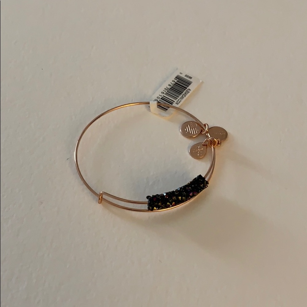 Alex and Ani Rose Gold Bangle Black Metallic Bead